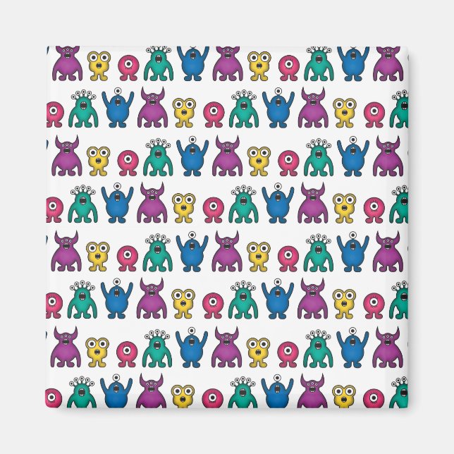 Aimant Motif de monstres Aliens arc-en-ciel de Kawaii (Devant)