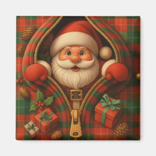 Aimant Motif de Noël du Père Noël à carreaux