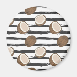 Aimant Motif de noix de coco sur Grunge Stripes