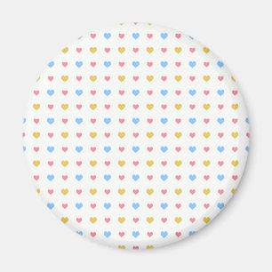 Aimant Motif de petits cœurs colorés rose bleu jaune