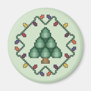 Aimant Motif de point de croix de carré d'édredon d'arb