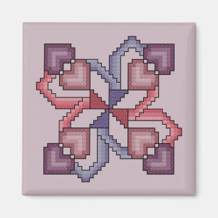 Aimant Motif de point de croix de carré d'édredon de