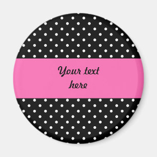 Aimant Motif de points Polka blanc et noir