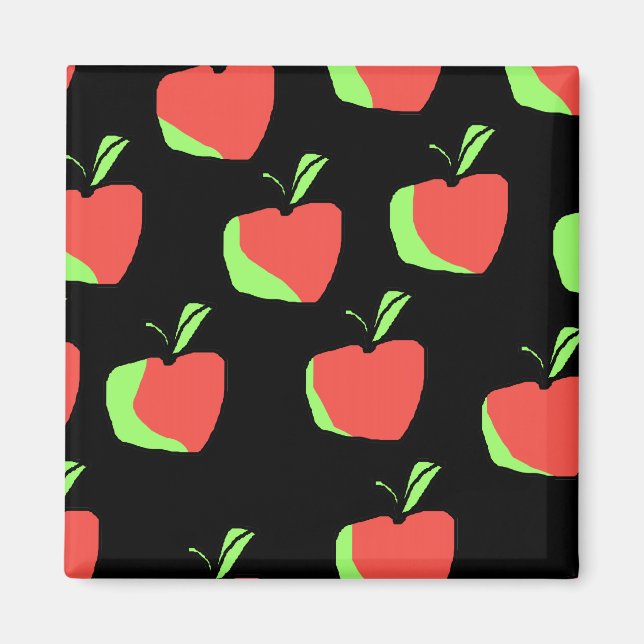 Aimant Motif de pomme rouge et verte. (Devant)