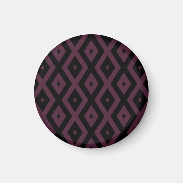 Aimant Motif de prune et de diamant noir (Devant)