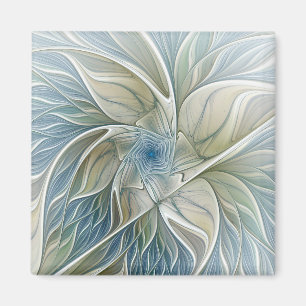 Aimant Motif de rêve floral Abstrait Bleu Kaki Fractal