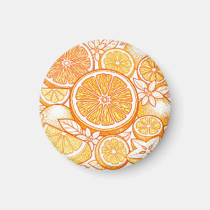 Aimant Motif de tranche d'orange citronnée vibrante