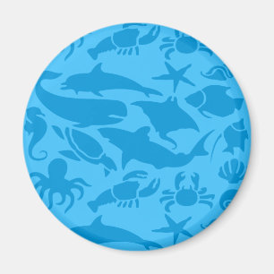 Aimant Motif de vie marine bleue