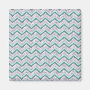 Aimant Motif de zigzag turquoise floral de perle