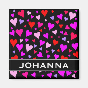 Aimant Motif des coeurs amusants, rouge, rose, violet et 