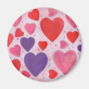 Aimant Motif des Coeurs Jour des Valentines rose et rouge