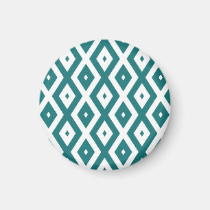 Aimant motif diamant turquoise et blanc