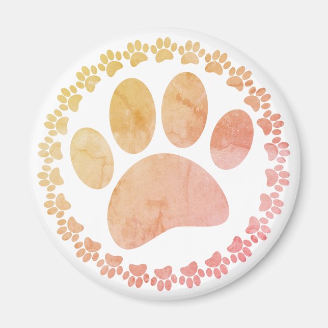 Aimant Motif D'Impression Paw Et Round Frame Dog (Devant)