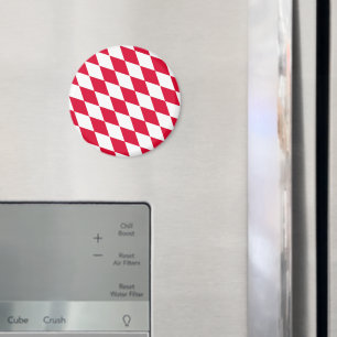 Aimant Motif du drapeau diamant de Bavière rouge et blanc