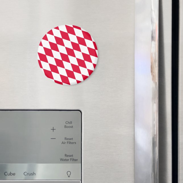 Aimant Motif du drapeau diamant de Bavière rouge et blanc (In situ (réfrigérateur))