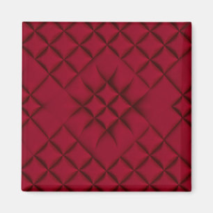 Aimant Motif en cuir matelassé rouge profond