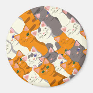 Aimant Motif en diagonale du chat noir blanc gingembre