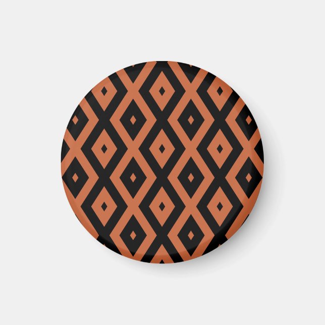 Aimant Motif en diamant orange et noir (Devant)