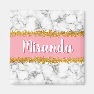 Aimant Motif en marbre sur rose avec Parties scintillant 