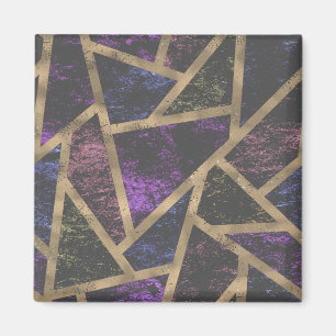 Aimant Motif en mosaïque violet et or