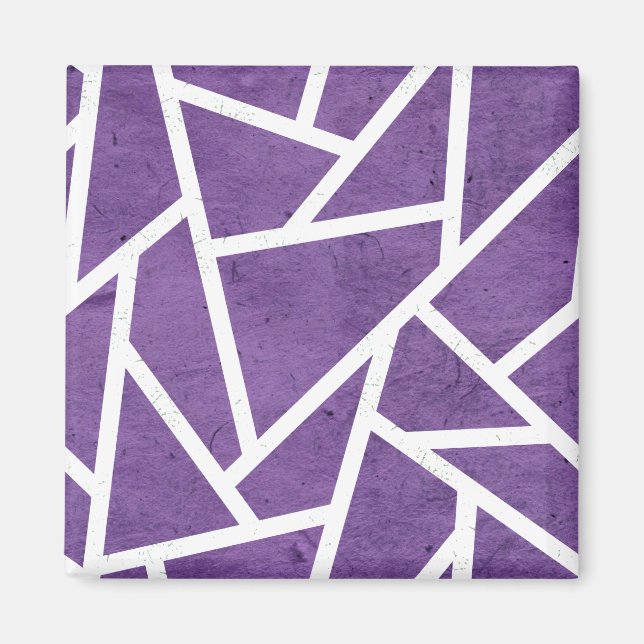 Aimant Motif en mosaïque violette et blanche (Devant)