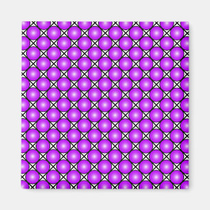 Aimant Motif en treillis noir blanc Magenta points roses