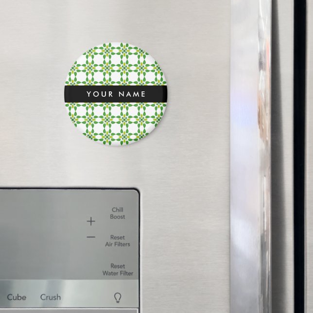 Aimant Motif feuille, Feuilles verts, votre nom (In situ (réfrigérateur))