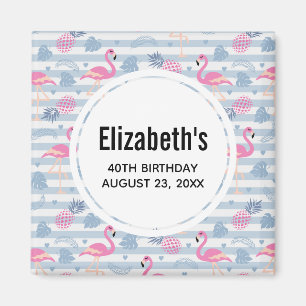 Aimant Motif Flamant Rose & Ananas Enregistrer la Date