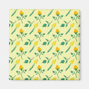 Aimant Motif floral avec rose jaune et fleurs de tulipe