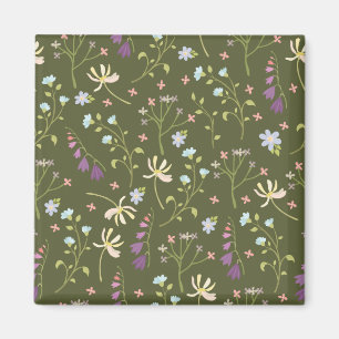 Aimant Motif floral botanique victorien sombre et maussad
