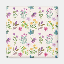 Aimant Motif floral carré floral de printemps