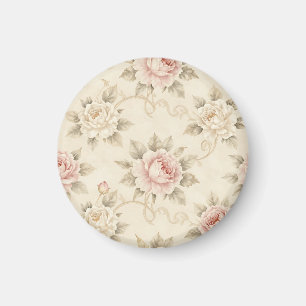 Aimant Motif floral damask rose rose vintage