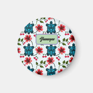 Aimant Motif floral personnalisé Tortue Tropicale Cerise 