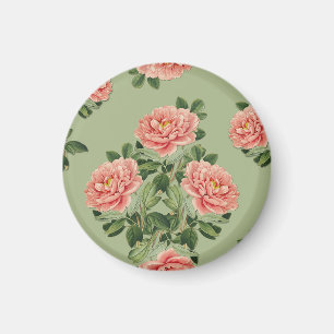 Aimant Motif floral rose sur fond vert Sans couture