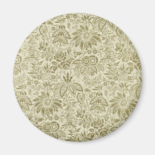 Aimant Motif Floral Vert Sage Antique Damas