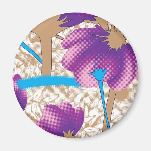 Aimant Motif floral vif avec violet et bleu f (Devant)