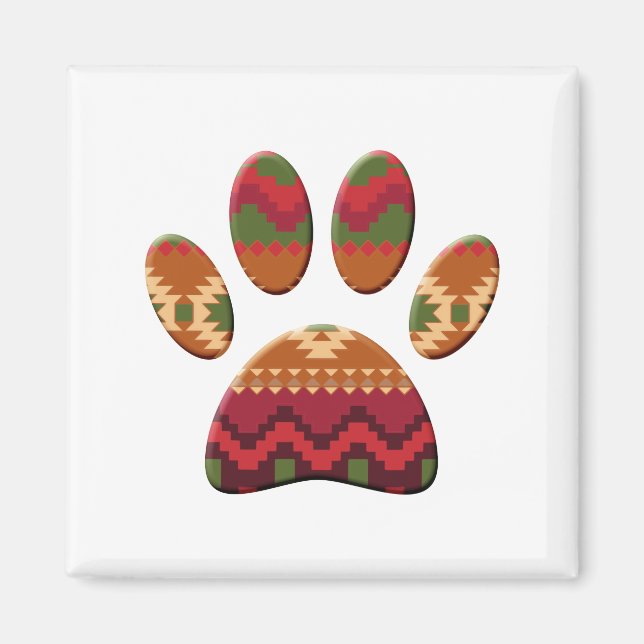 Aimant Motif géométrique Aztec Empreinte de patte Art Dog (Devant)