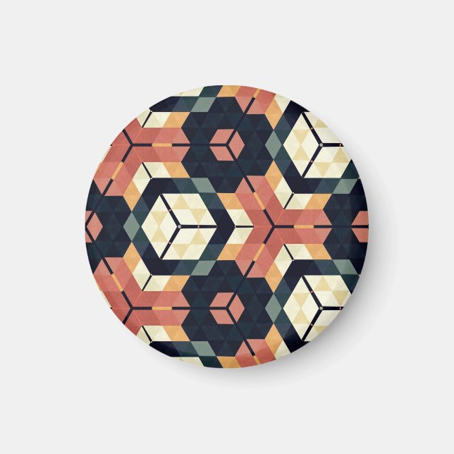 Aimant Motif géométrique Carré Hexagon coloré (Devant)