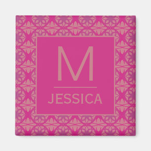 Aimant Motif géométrique rose violet orné personnalisé