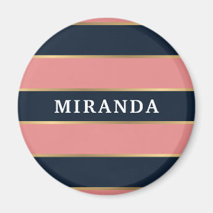Aimant Motif Gras Rose Bleu Gold