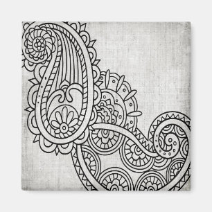 Aimant Motif Gris Mehndi