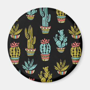 Aimant Motif grunge foncé de cactus