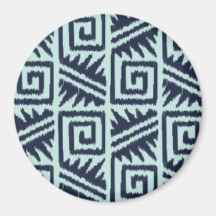 Aimant Motif Ikat Aztec - Indigo et bleu clair