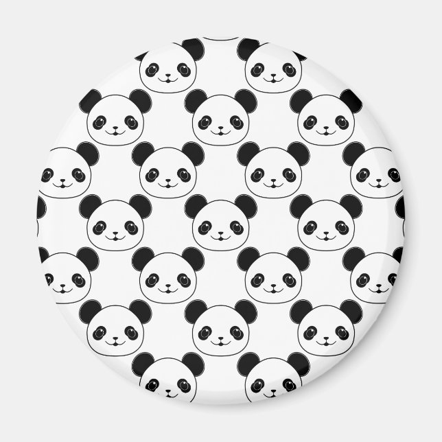 Aimant Motif Kawaii Panda En Noir Et Blanc (Devant)