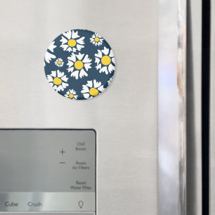 Aimant Motif marguerrier, motif floral, marguerites blanc