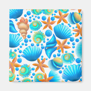 Aimant Motif océanique de coquillages et de sébastes