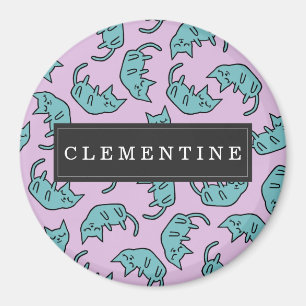 Aimant Motif paisible Kitty avec prénom
