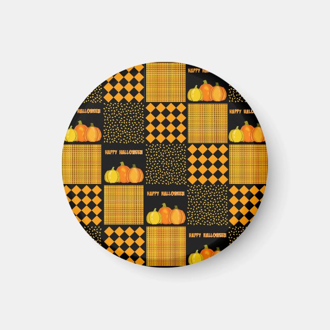 Aimant Motif Patchwork Citrouille Halloween (Devant)