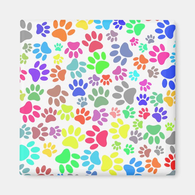 Aimant Motif Paw Chiot Coloré (Devant)