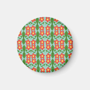 Aimant Motif personnalisé de fleurs et de feuilles d'art 